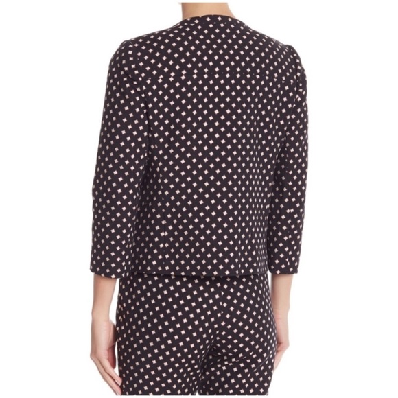 KATE SPADE New York Diamond Jacquard Crew Neck Fitted 3/4 Sleeve Jacket, Size 2 - Picture 4 of 5